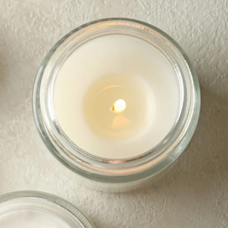 Artwork Soy Candle In Clear Glass Jar With Gold Lid
