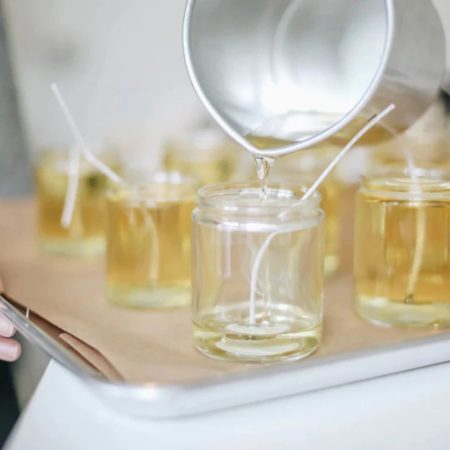 Artwork Soy Candle In Clear Glass Jar With Gold Lid