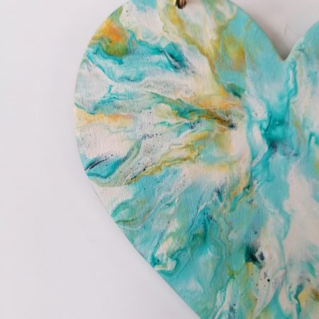 Turquoise Decorative Wooden Heart | Hand Painted | Good size 15cm