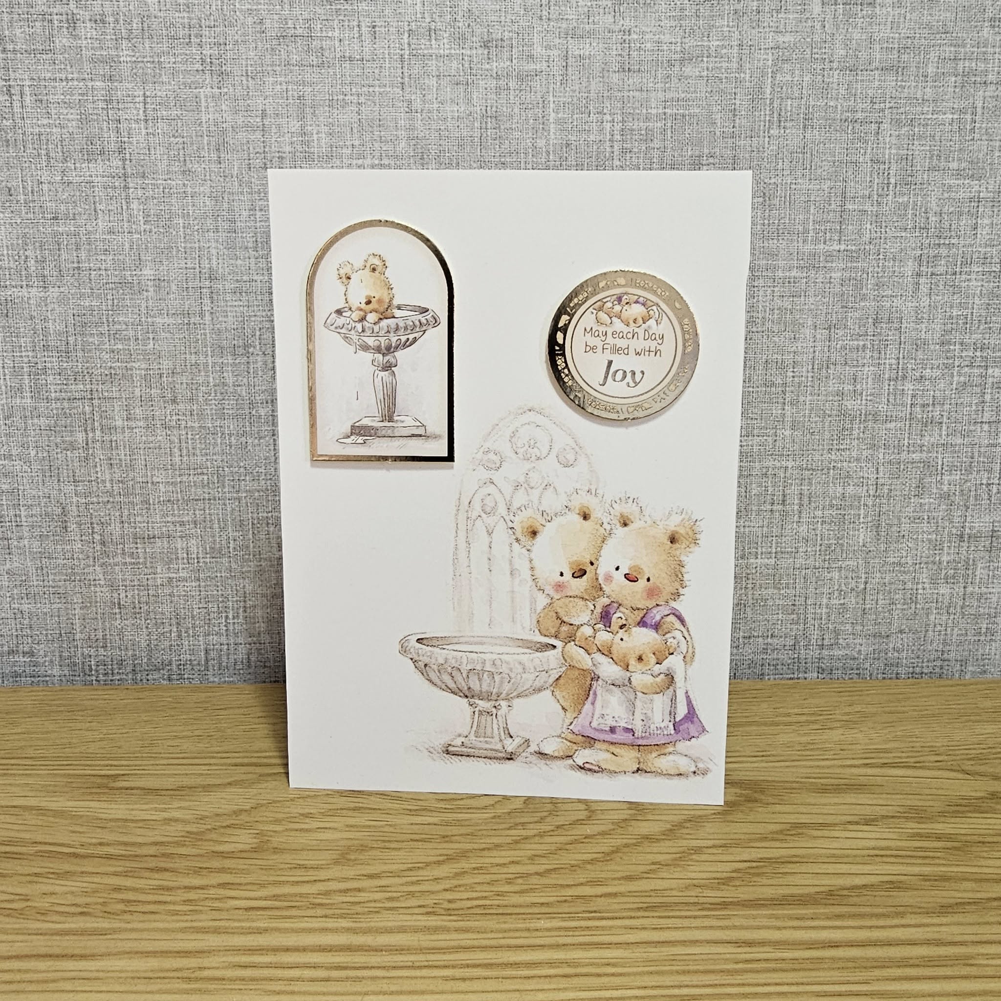 Handmade greetings card - Christening Card - Filled with Joy