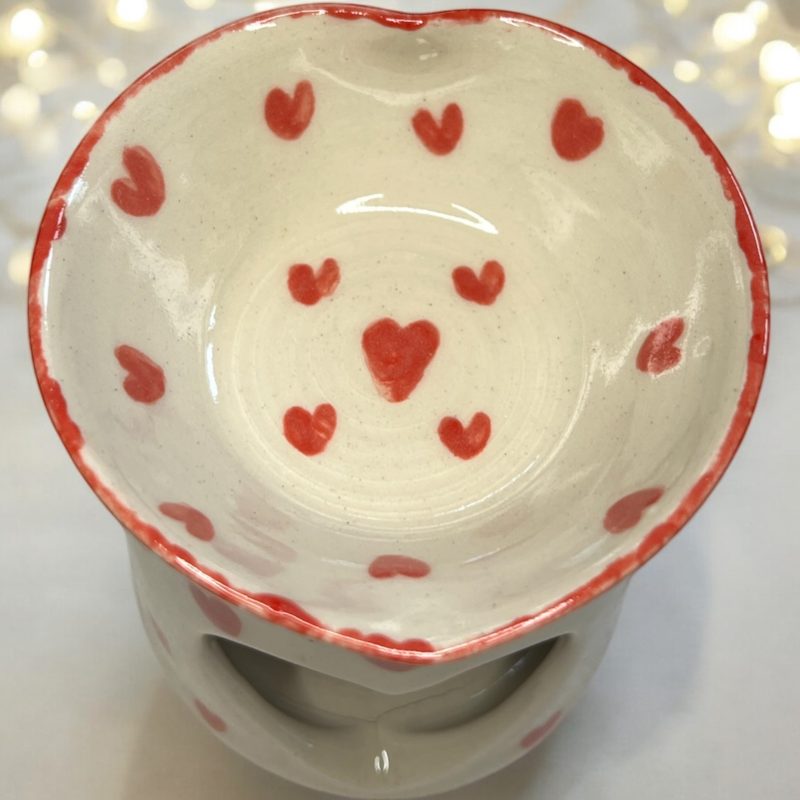 Hand thrown on potters wheel heart wax melt/oil burner