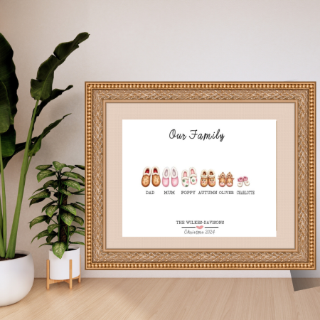Personalised family Christmas Winter slipper shoe print