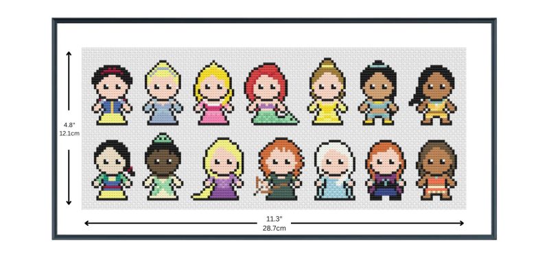 Easy Cross Stitch Kit: Classic Animated Princesses - Cross Stitch Kit for Beginners