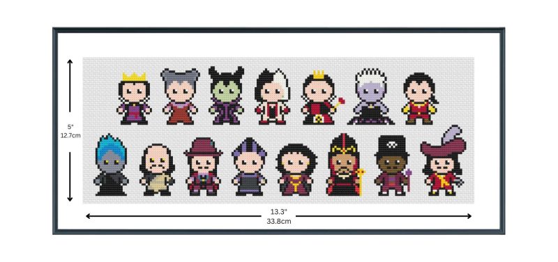 Easy Cross Stitch Kit: Classic Animated Villains - Cross Stitch Kit for Beginners