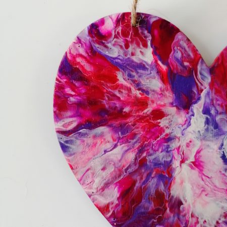 Hot Pink Decorative Wood Heart | Hand Painted | Good size 15cm