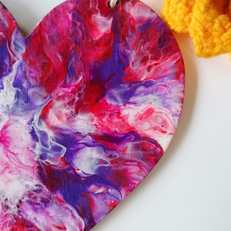 Hot Pink Decorative Wood Heart | Hand Painted | Good size 15cm