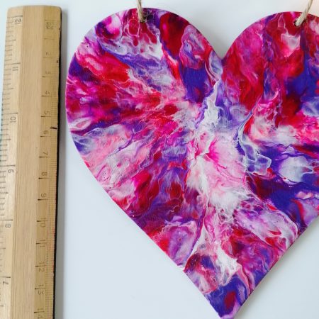 Hot Pink Decorative Wood Heart | Hand Painted | Good size 15cm