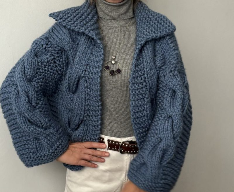 Chunky knit wool cardigan