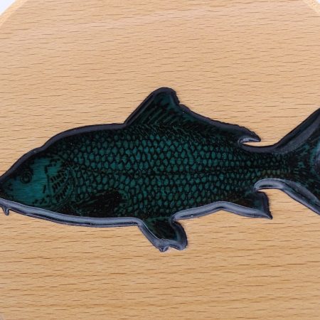 Fish Engraved on Round Beech Wood infilled with coloured resin
