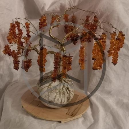Weeping Amber - handmade wire tree sculpture