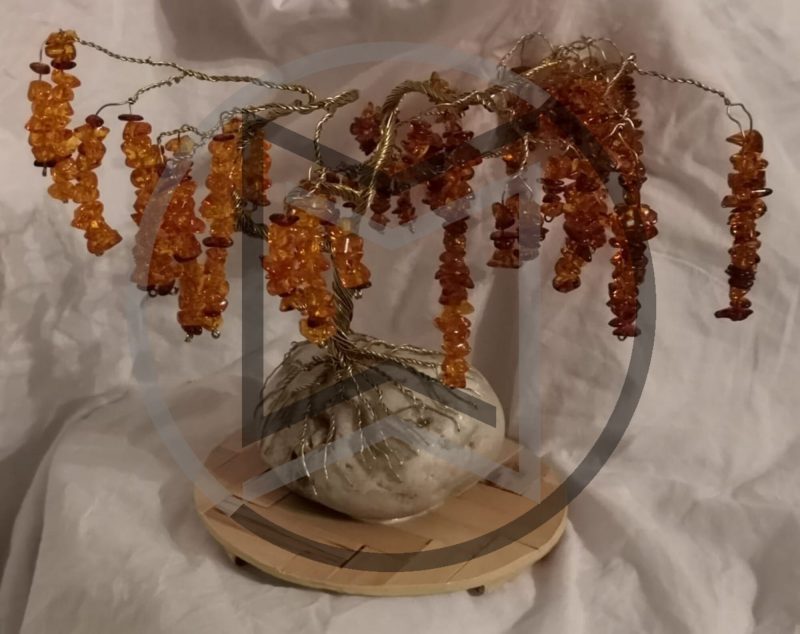Weeping Amber - handmade wire tree sculpture
