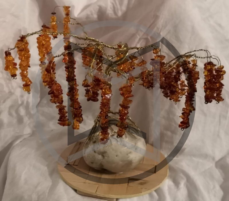 Weeping Amber - handmade wire tree sculpture