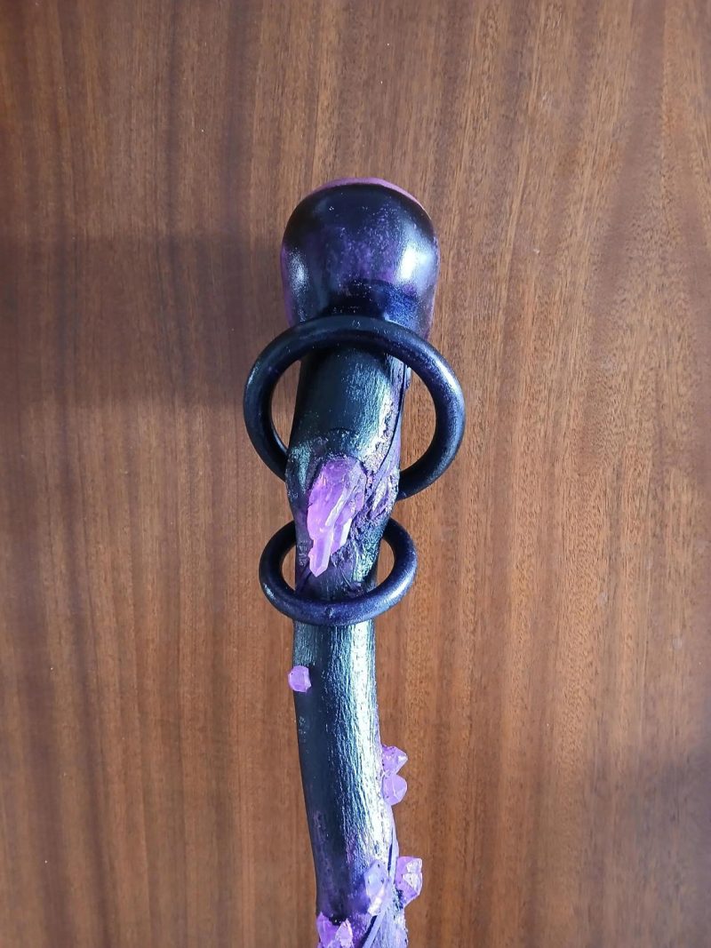 Sceptre of Shadows - amethyst and ebony effect walking stick | skull | glow, UV | LARP, Cosplay, the