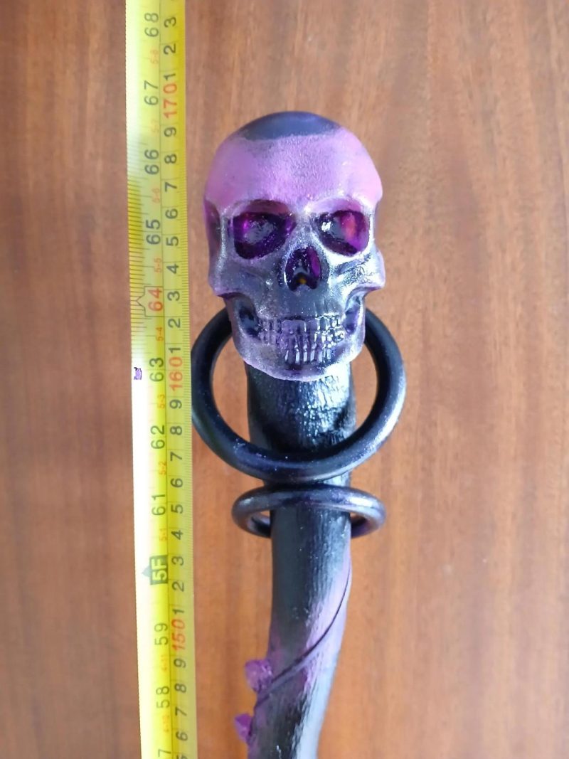 Sceptre of Shadows - amethyst and ebony effect walking stick | skull | glow, UV | LARP, Cosplay, the