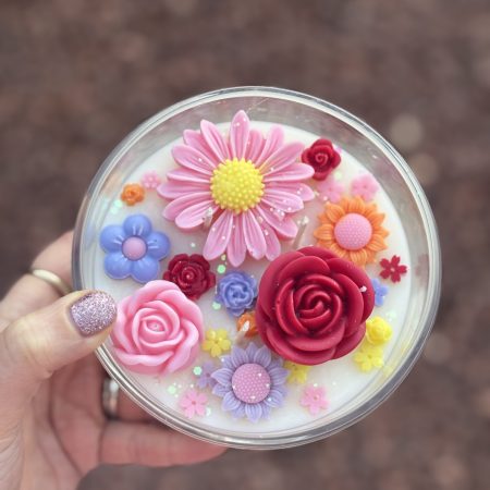 Floral Candle in Large Jar