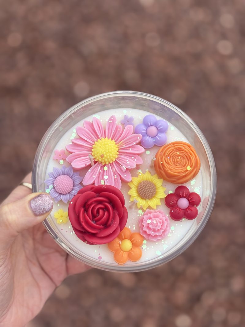 Floral Candle in Large Jar