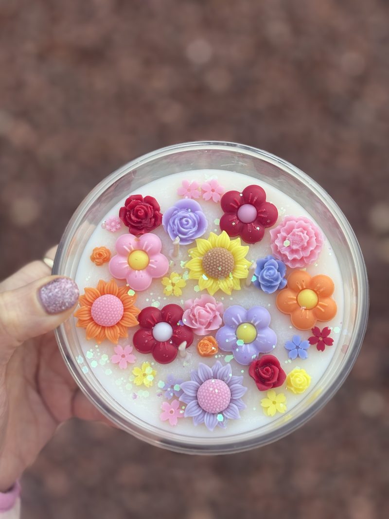 Floral Candle in Large Jar