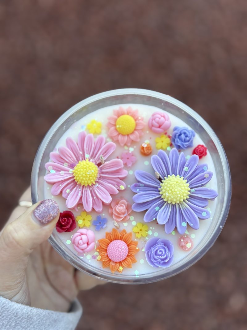 Floral Candle in Large Jar