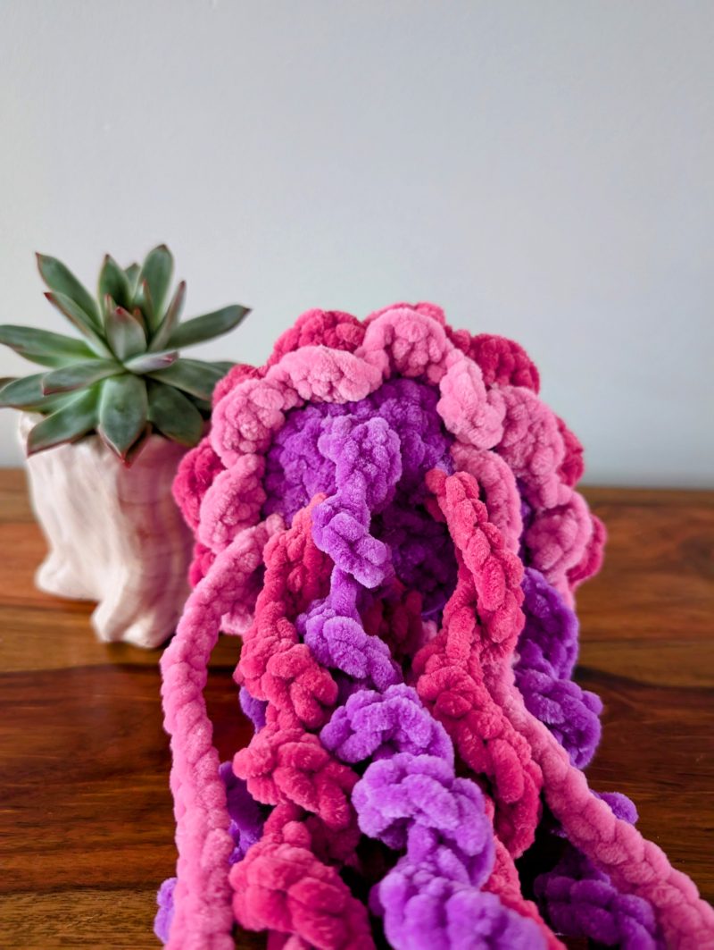 Pink and Purple Crochet Jellyfish Toy, Cute Amigurumi Plushie, Medium Soft Toy