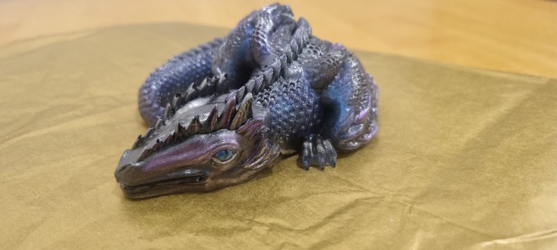 Resin ornamental Serpent black and purple blue dragon 'Gothica'
