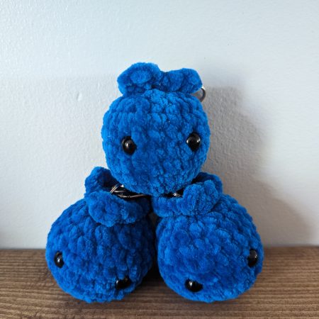 Crochet Blueberry Keyring, Adorable Amigurumi Keychain, Royal Blue
