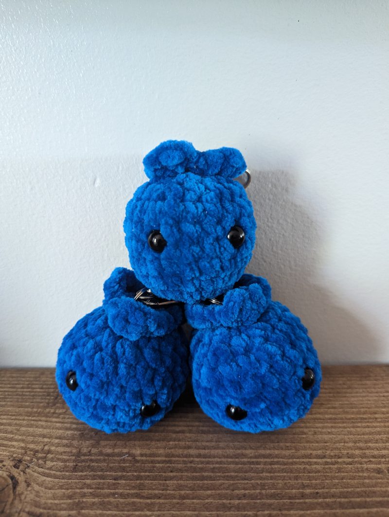 Crochet Blueberry Keyring, Adorable Amigurumi Keychain, Royal Blue