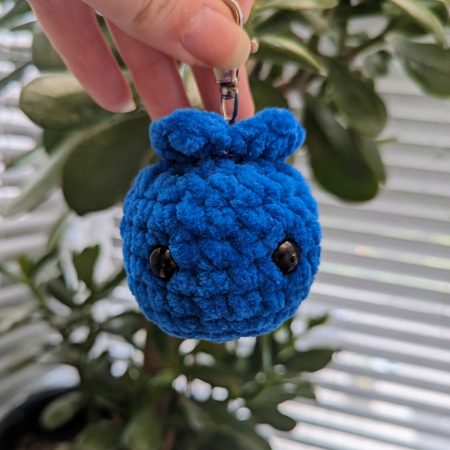 Crochet Blueberry Keyring, Adorable Amigurumi Keychain, Royal Blue