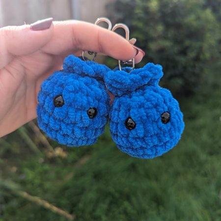 Crochet Blueberry Keyring, Adorable Amigurumi Keychain, Royal Blue