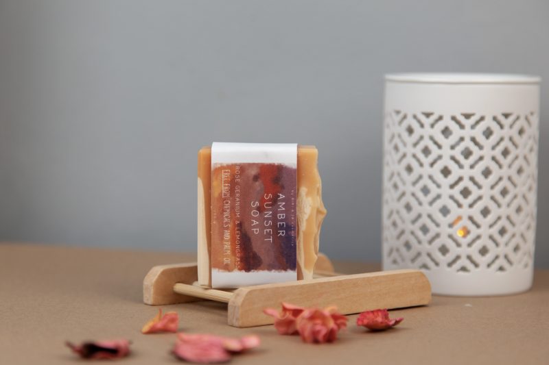 Natural Vegan Soap with Rose Geranium & Lemongrass Essential Oils, Plastic & Palm Free