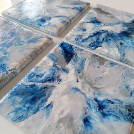 Navy Blue Coasters Hand Painted