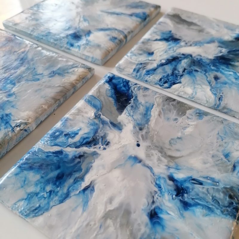 Navy Blue Coasters Hand Painted