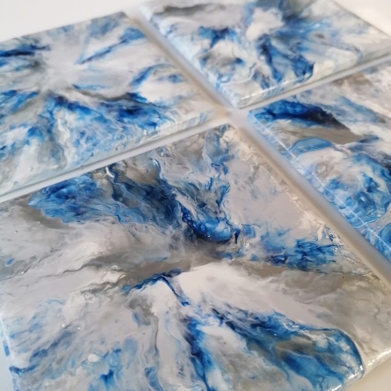 Navy Blue Coasters Hand Painted