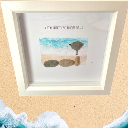 Bird on Rocks Framed Pebble Art
