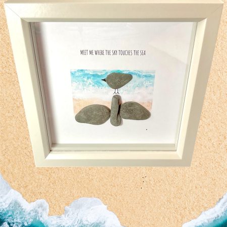 Bird on Rocks Framed Pebble Art