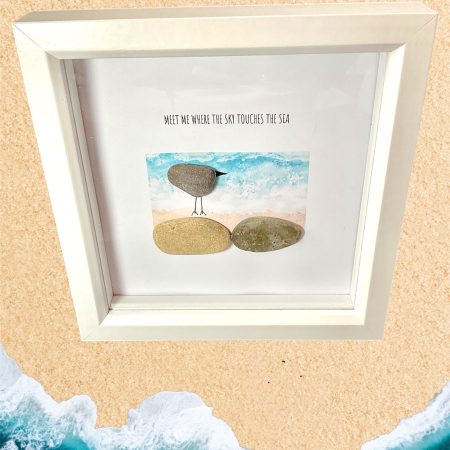 Bird on Rocks Framed Pebble Art