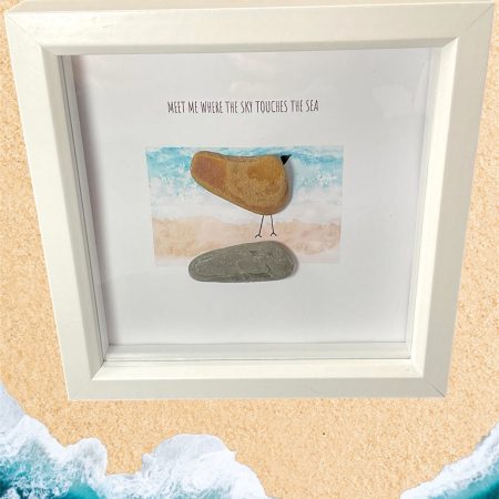 Bird on Rocks Framed Pebble Art