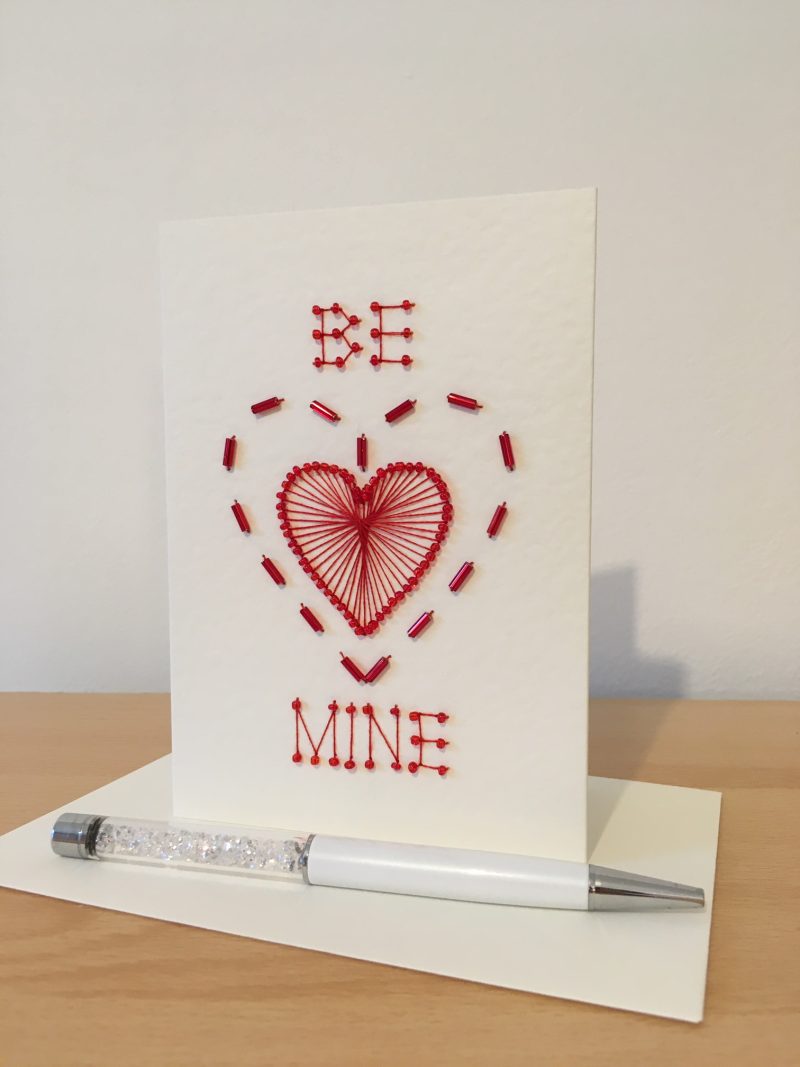 Be Mine Handmade Beaded Valentines Day Card