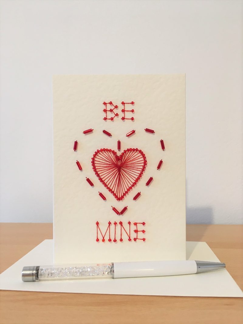 Be Mine Handmade Beaded Valentines Day Card