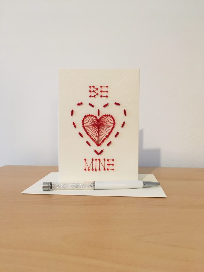 Be Mine Handmade Beaded Valentines Day Card