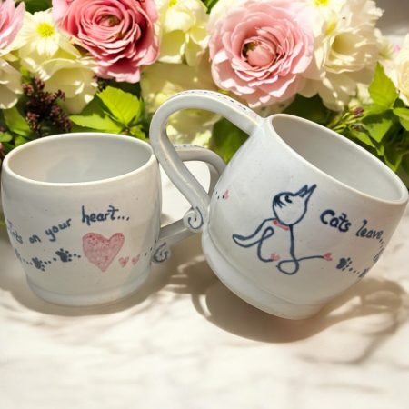 Handthrown cat mug for feline lovers