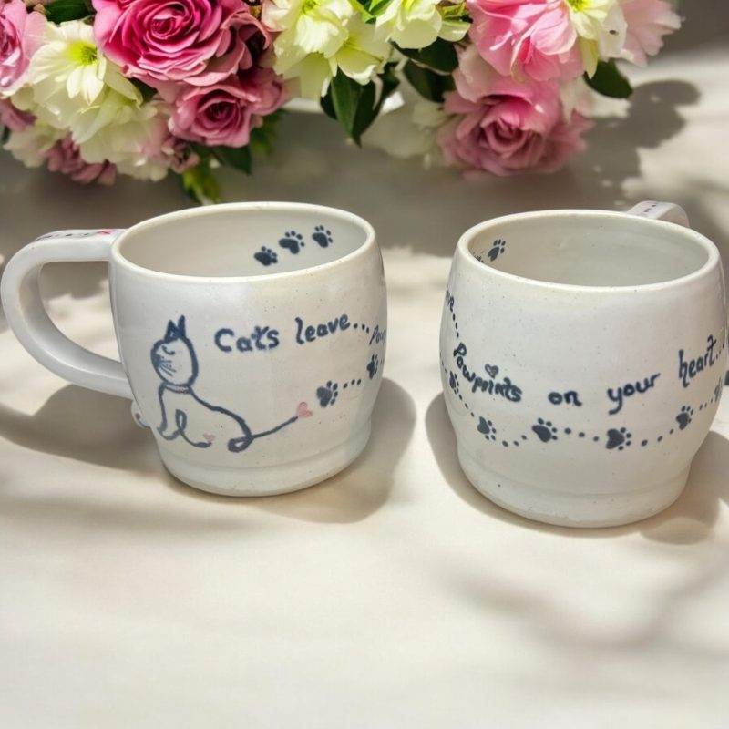 Handthrown cat mug for feline lovers