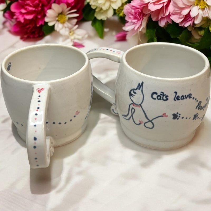 Handthrown cat mug for feline lovers