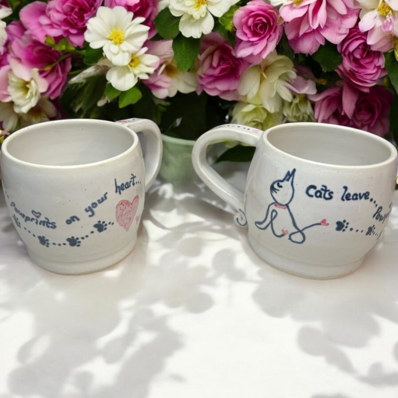 Handthrown cat mug for feline lovers