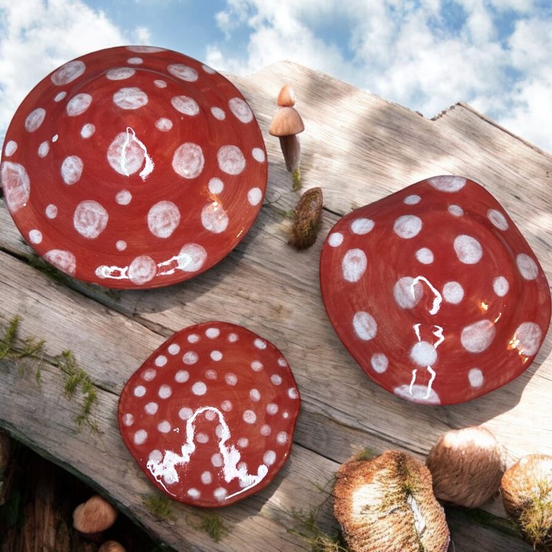 Set of 3 handthrown Mushrooms
