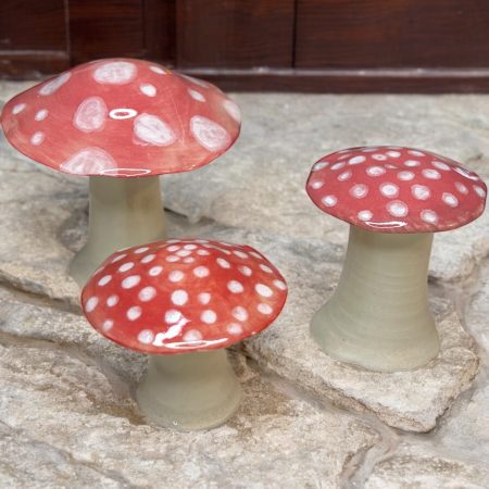 Set of 3 handthrown Mushrooms