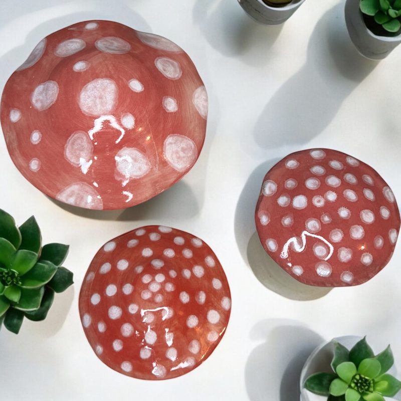 Set of 3 handthrown Mushrooms
