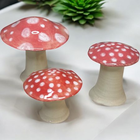 Set of 3 handthrown Mushrooms