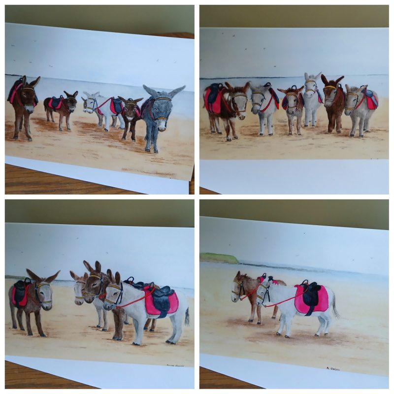 Donkey greetings cards with white envelopes, choice of 4 different designs