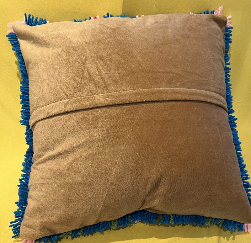 Handmade latch hook Love cushion