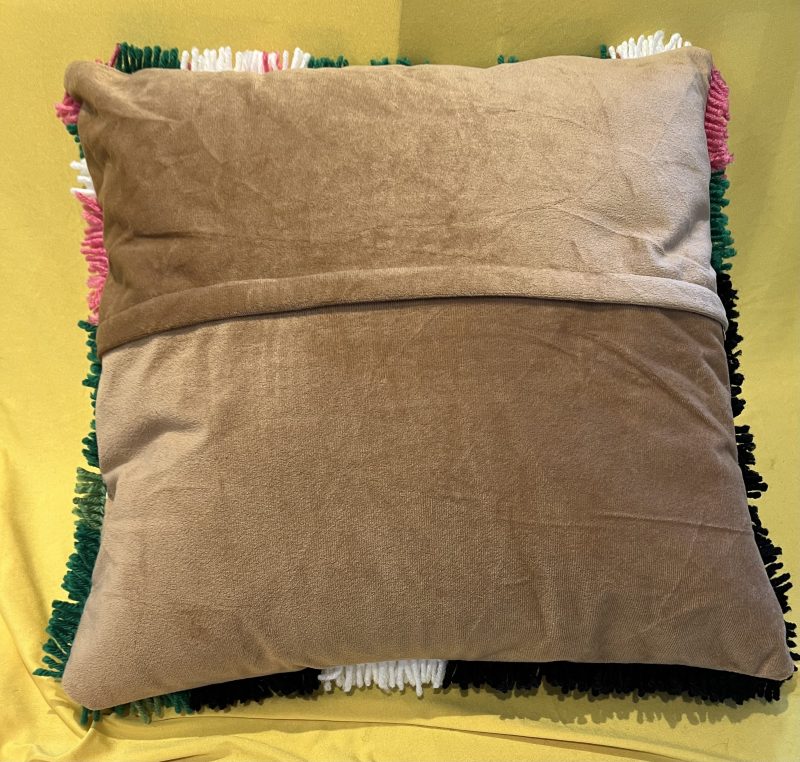 Handmade fun latch hook cat cushion